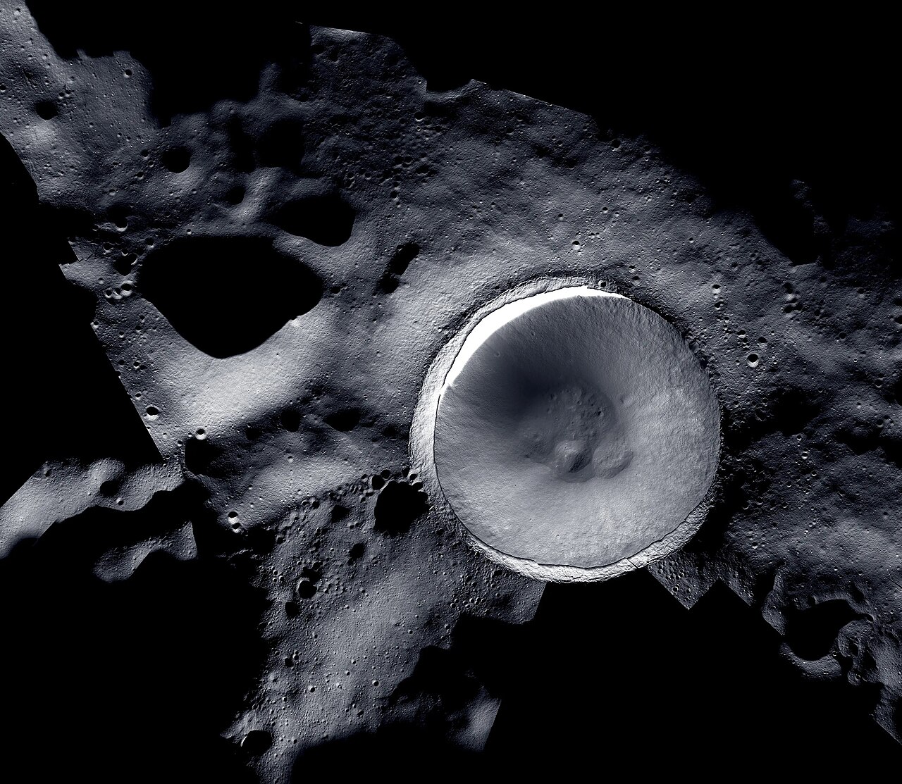 Shackleton Crater at the lunar South Pole — the prime landing zone for Artemis IV and the Moon Base